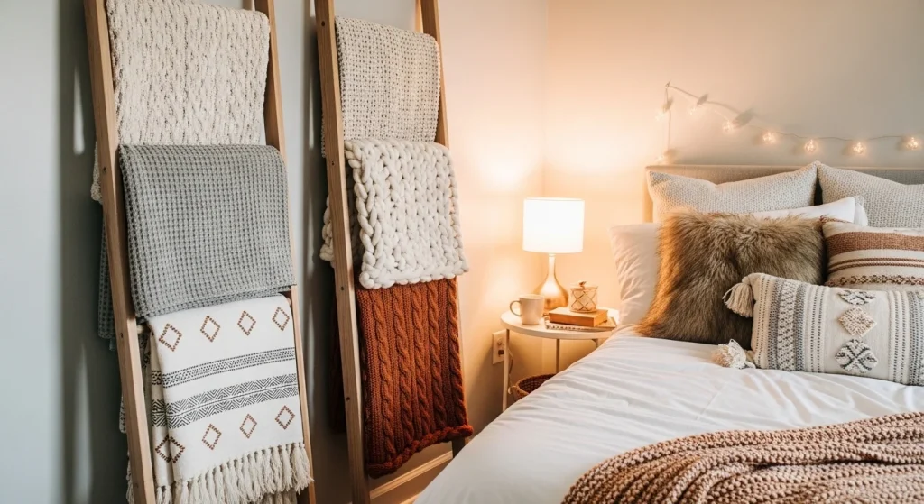 cozy blanket ladder decor ideas