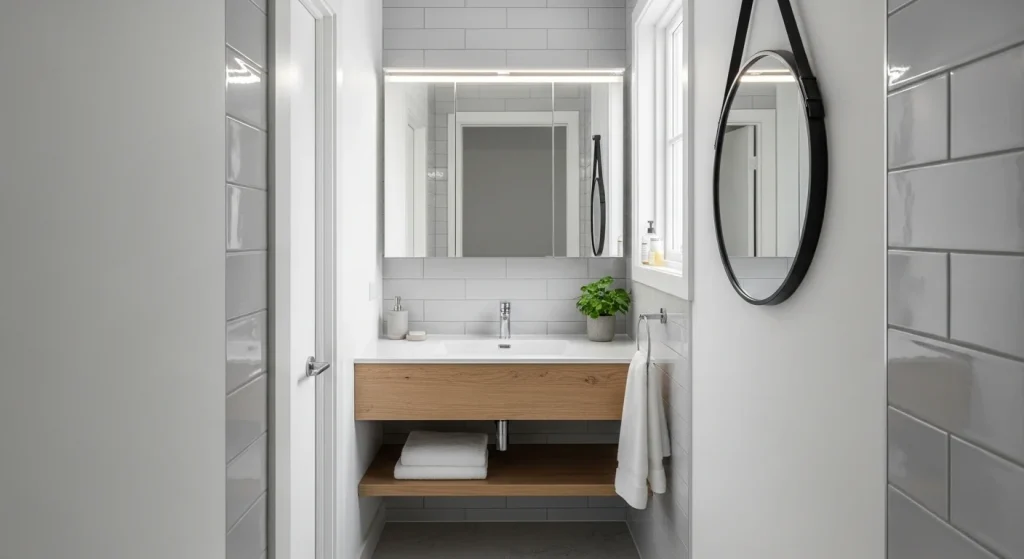 mirror cabinet small apartment bathroom ideas