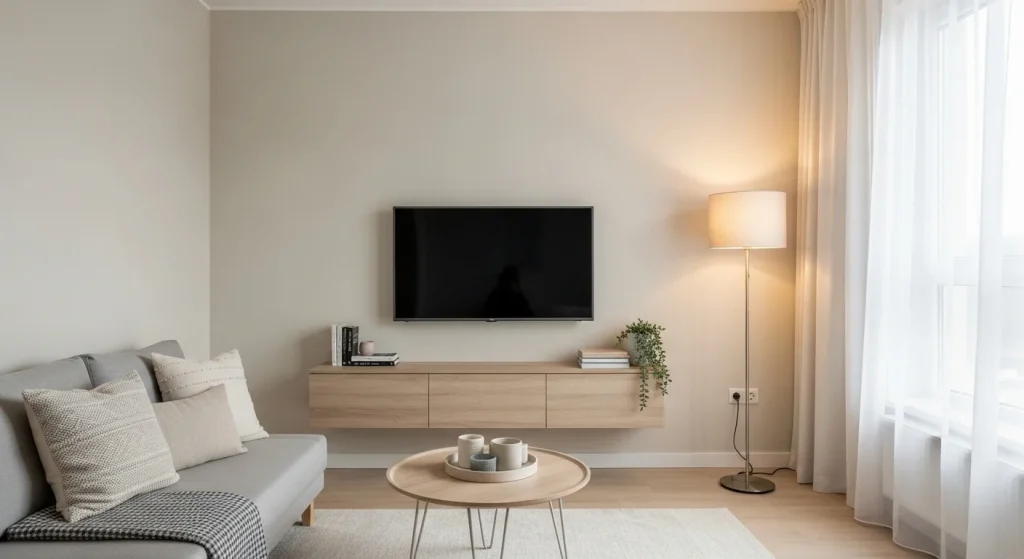 floating tv unit small apartment living room decor ideas