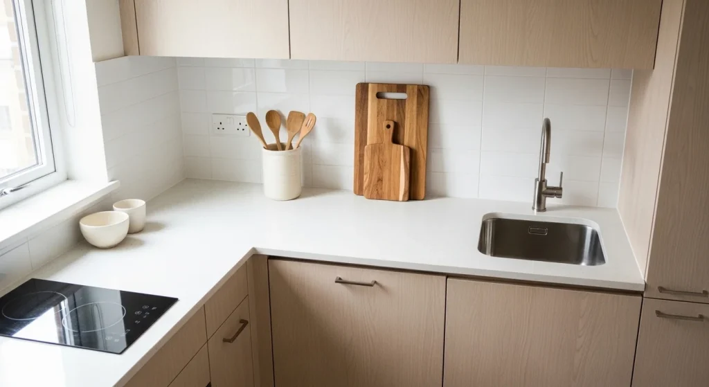 minimal countertop small apartment kitchen decor ideas