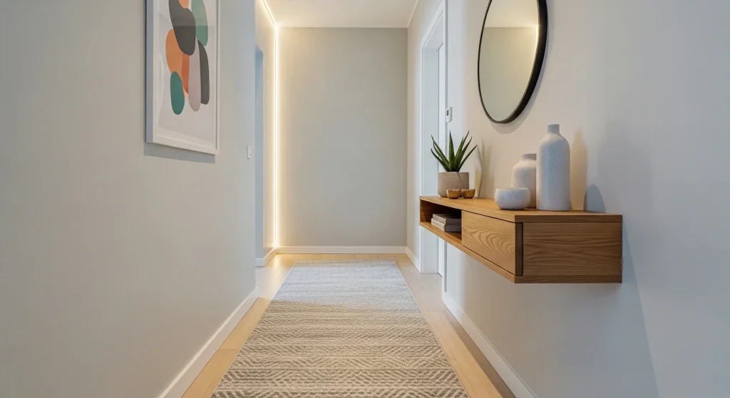 runner rug small apartment hallway decor ideas