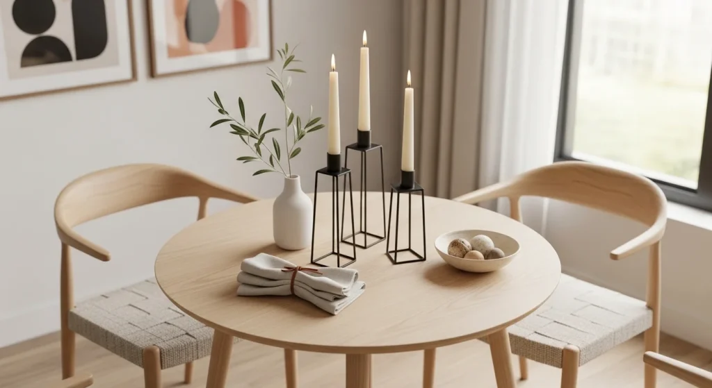 candle decor small apartment dining table decor ideas