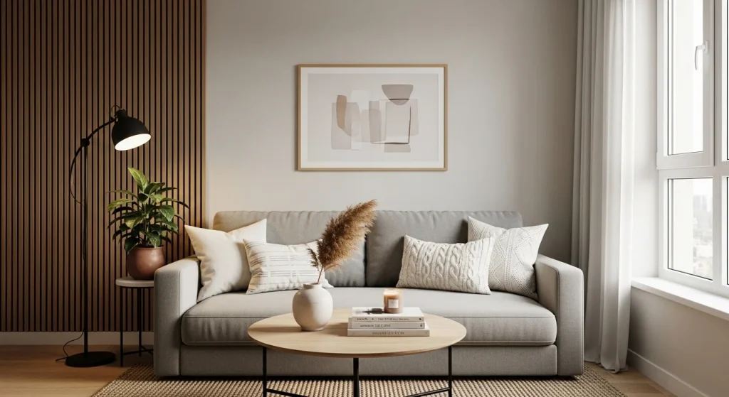 vertical slat wall small apartment wall panel ideas