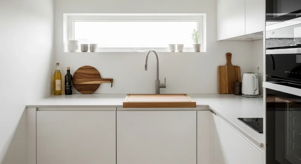 Over the sink cutting board for small kitchen space