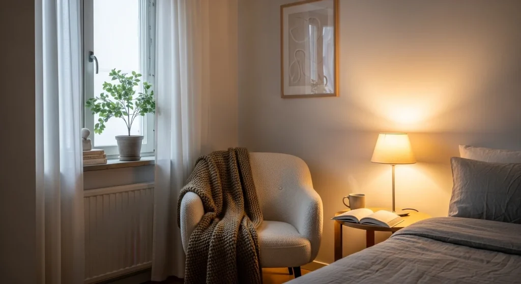 cozy reading corner aesthetic small bedroom idea