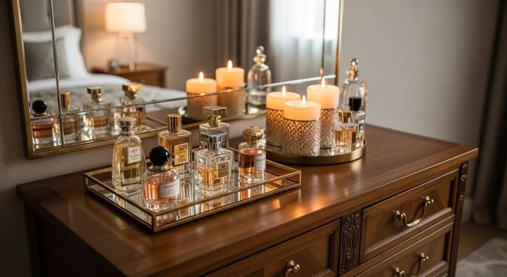 perfume display bedroom dresser decor ideas