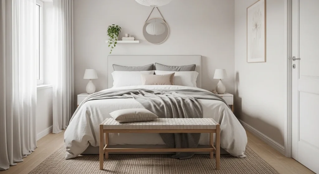 slim bedroom bench ideas