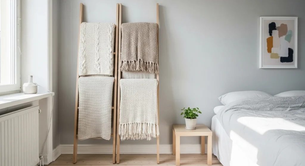 Scandinavian blanket ladder decor ideas