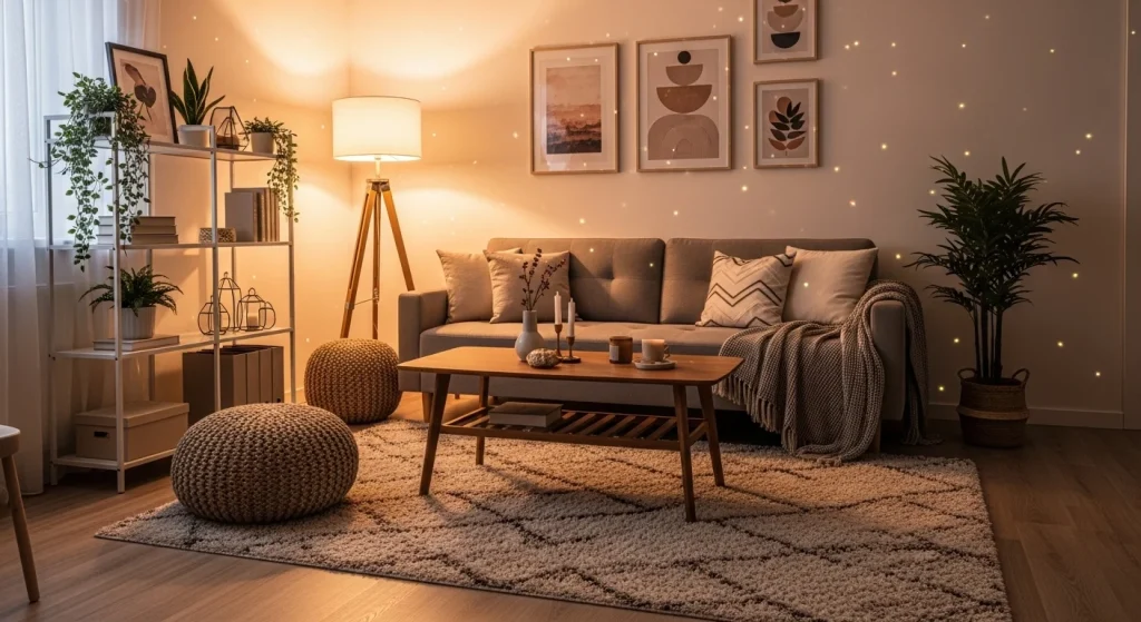 soft rug cozy small apartment living room decor