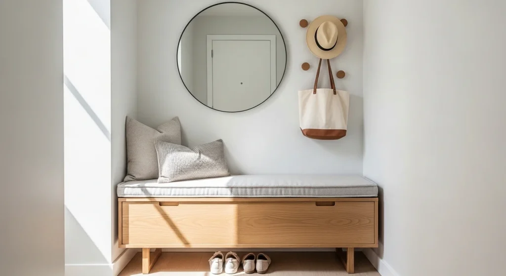 storage bench small apartment entryway storage ideas