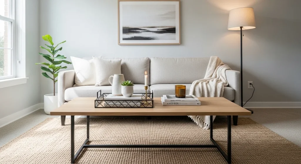 sleek coffee table small apartment living room decor ideas