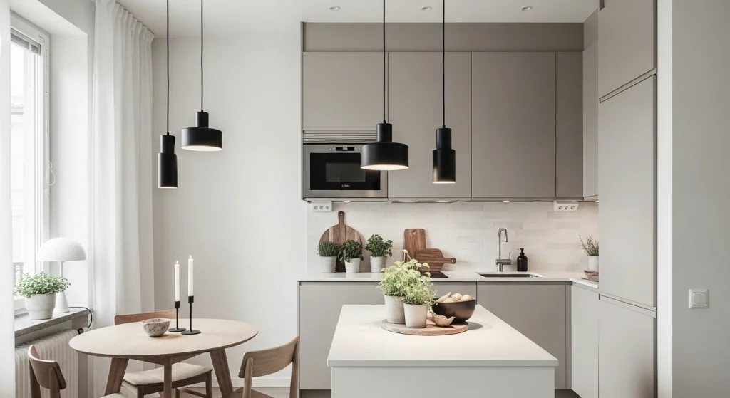 pendant lighting small apartment kitchen decor ideas