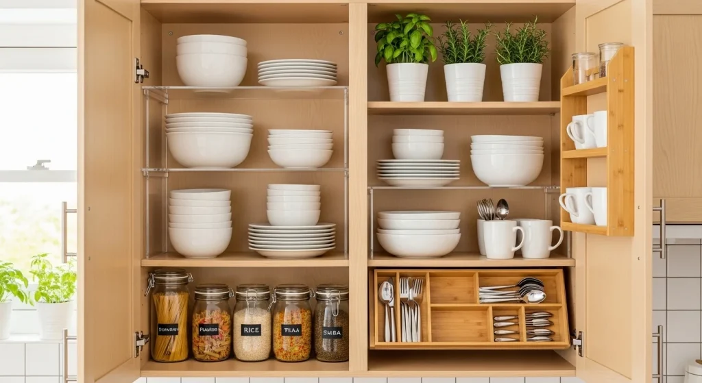 cabinet shelf organizers small apartment kitchen organization ideas