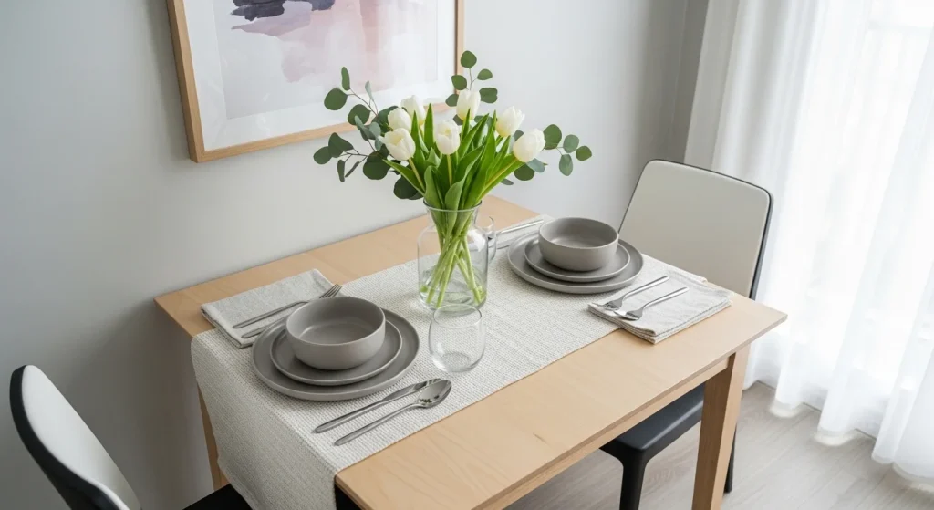 flower centerpiece small apartment dining table decor ideas