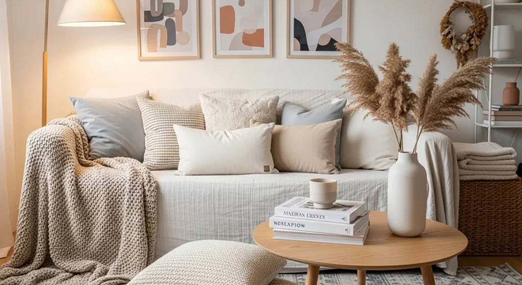 pillow styling cozy small apartment decor ideas