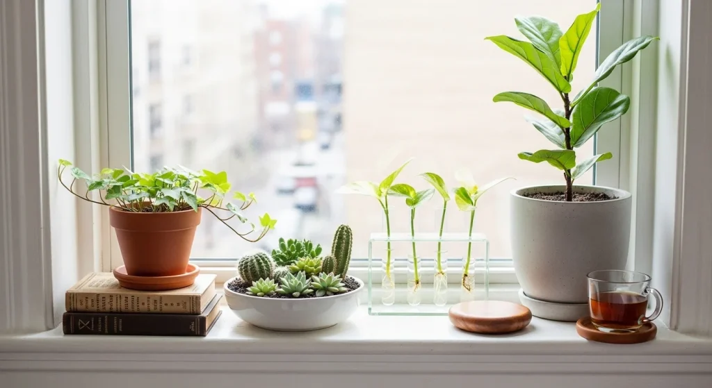 window plant display small apartment plant decor ideas