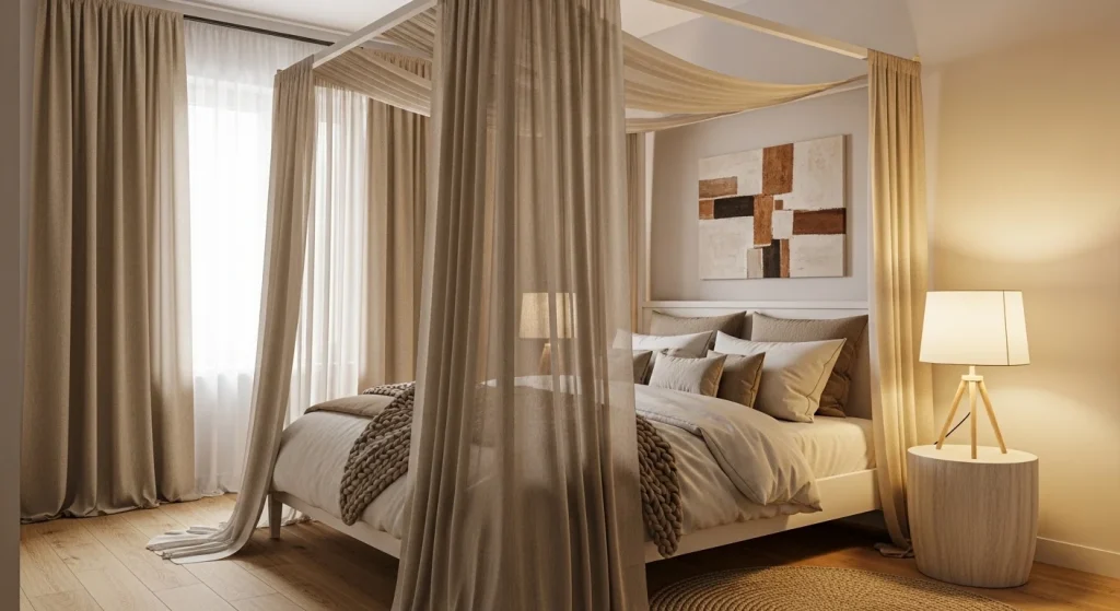 neutral bedroom canopy ideas