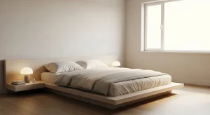  low line minimalist small apartment bedroom
