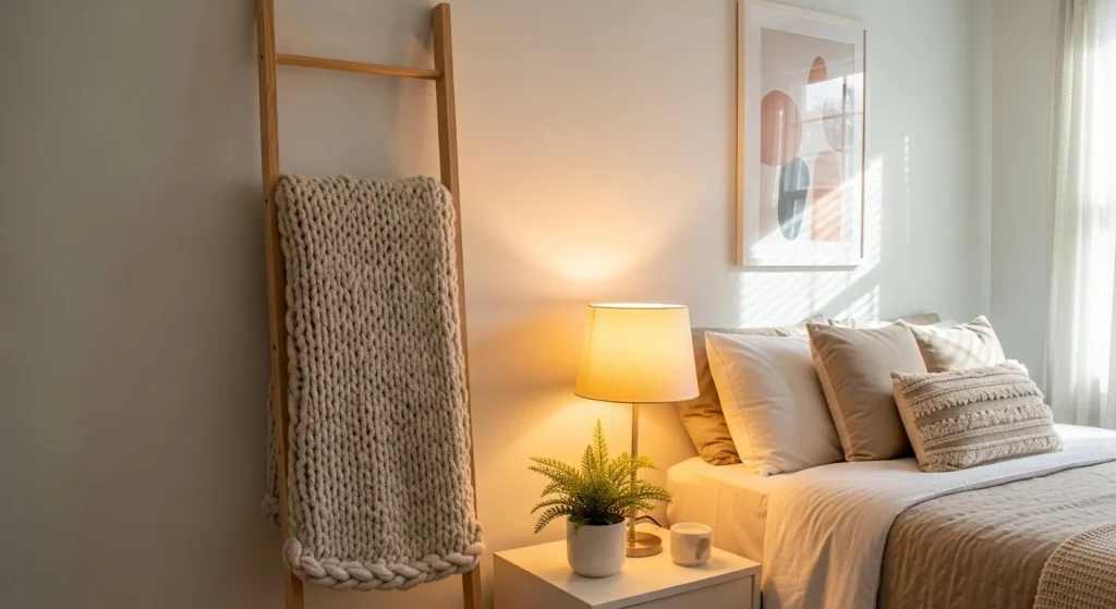 knit blanket ladder decor ideas