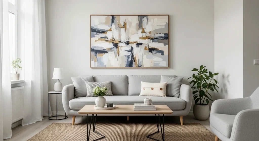 modern wall art small apartment living room decor ideas