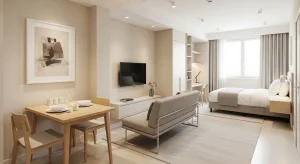 linear bedroom layout studio apartment