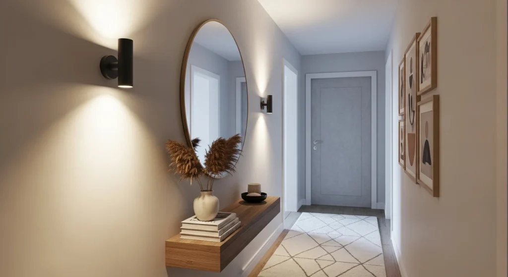 wall lighting small apartment hallway decor ideas