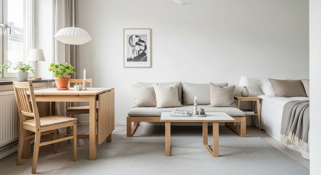 natural wood minimalist small apartment decor ideas