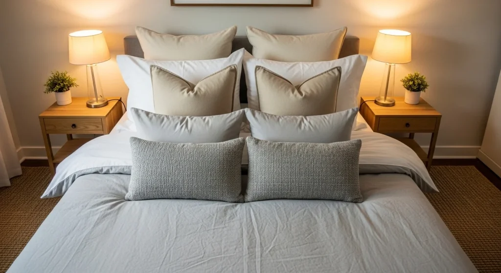 symmetrical bedroom throw pillow ideas