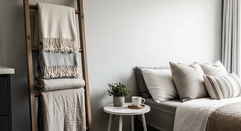linen blanket ladder decor ideas