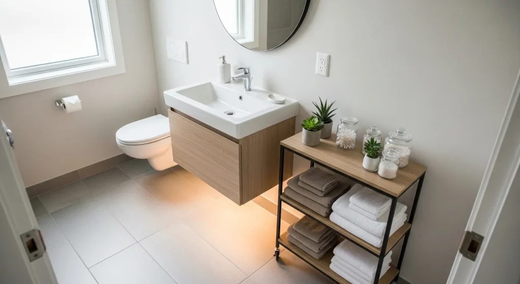 rolling cart small apartment bathroom storage ideas