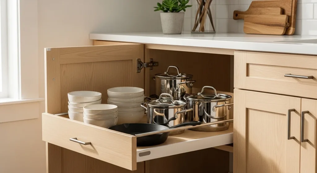 pull out cabinet small apartment kitchen organization ideas