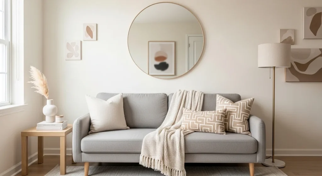 mirror wall decor small apartment living room wall decor ideas