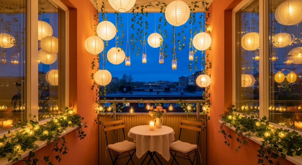 Hanging lanterns for balcony glow decor