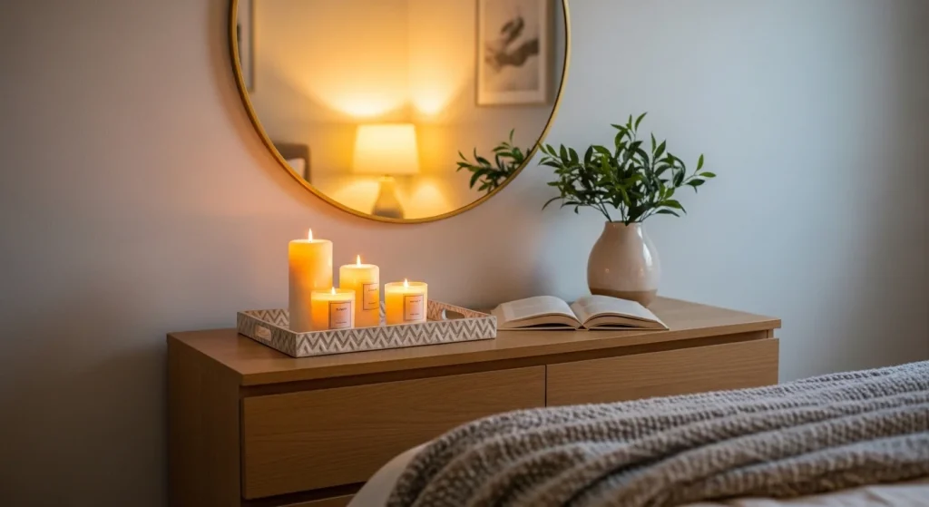 candle tray bedroom dresser decor ideas