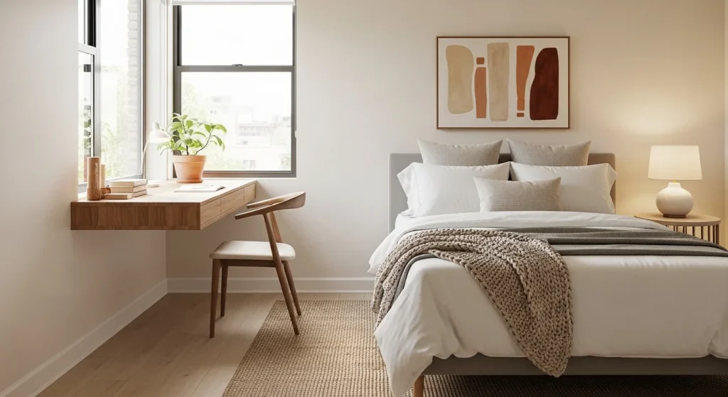 window corner small bedroom desk ideas
