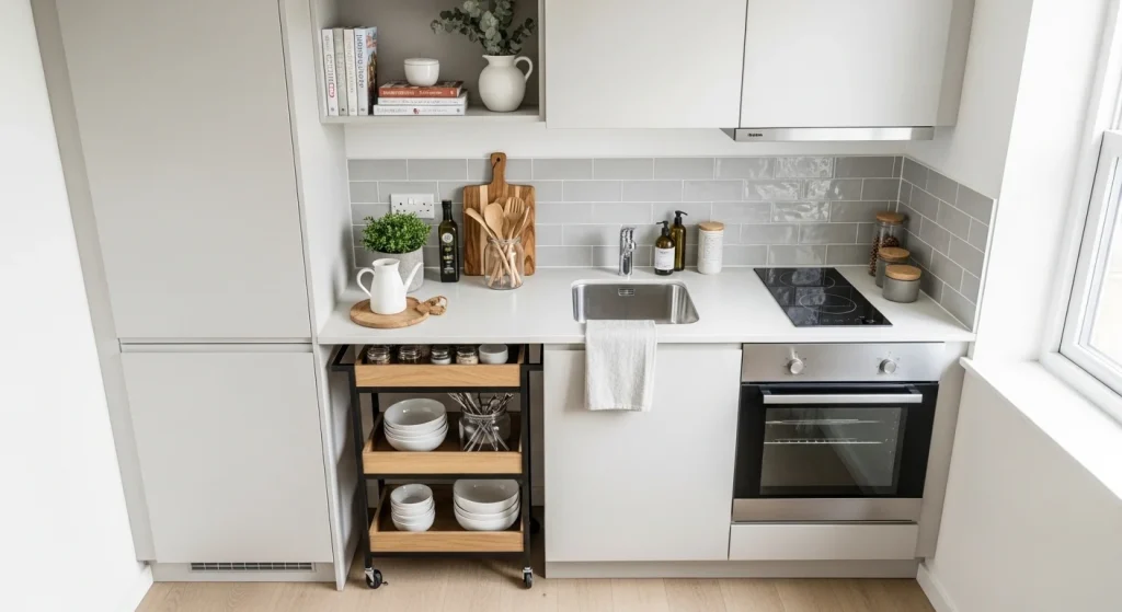 rolling cart small apartment kitchen ideas