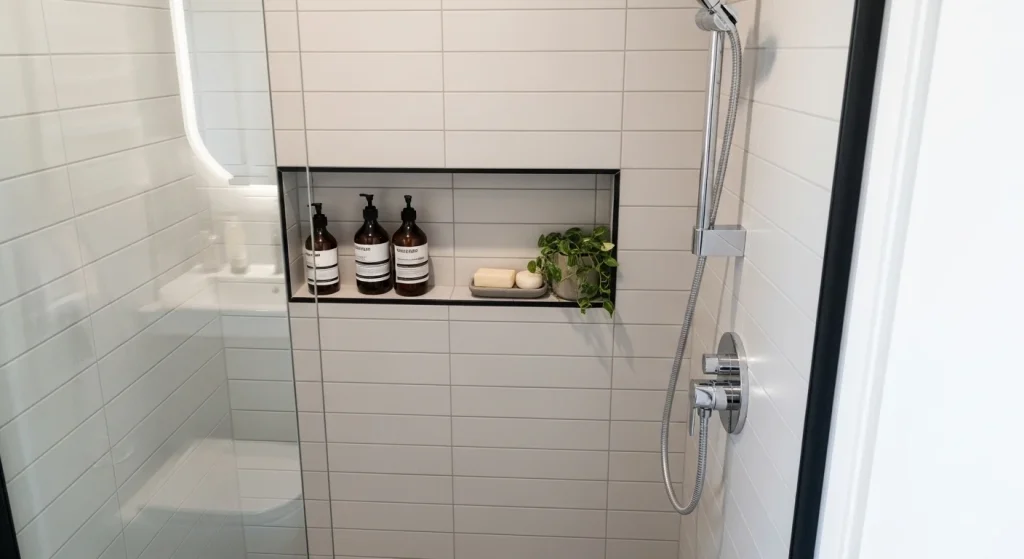 shower niche small apartment bathroom ideas