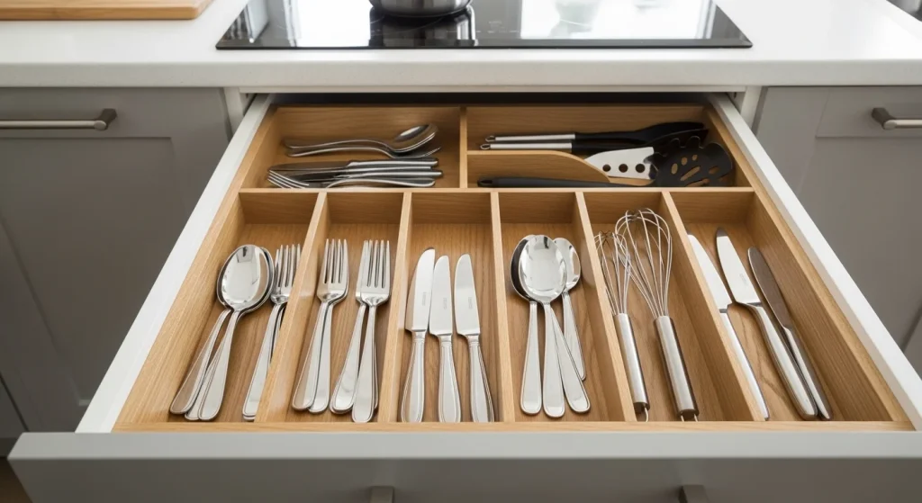 drawer divider small apartment kitchen storage ideas