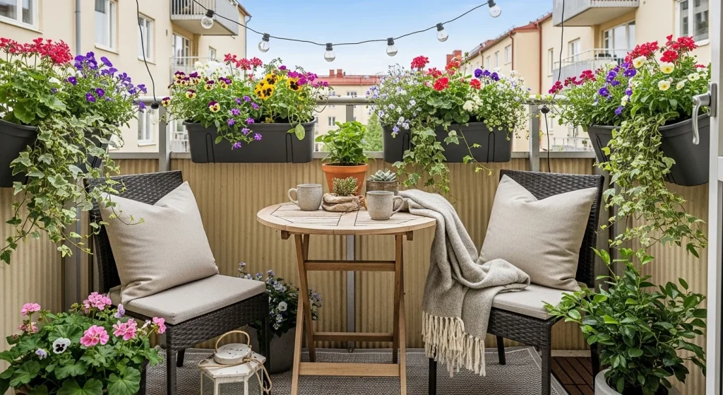 railing planter small apartment balcony decor ideas
