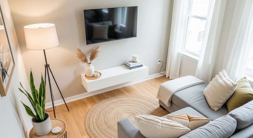 accent wall small apartment TV wall ideas