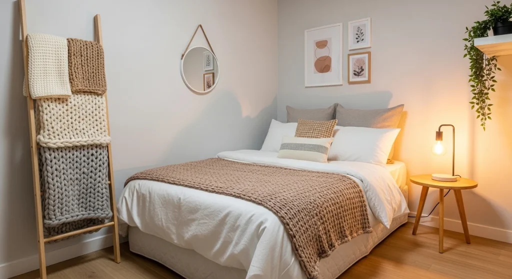 bedside blanket ladder decor ideas