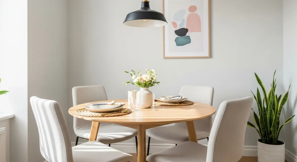 round table small apartment dining area decor ideas