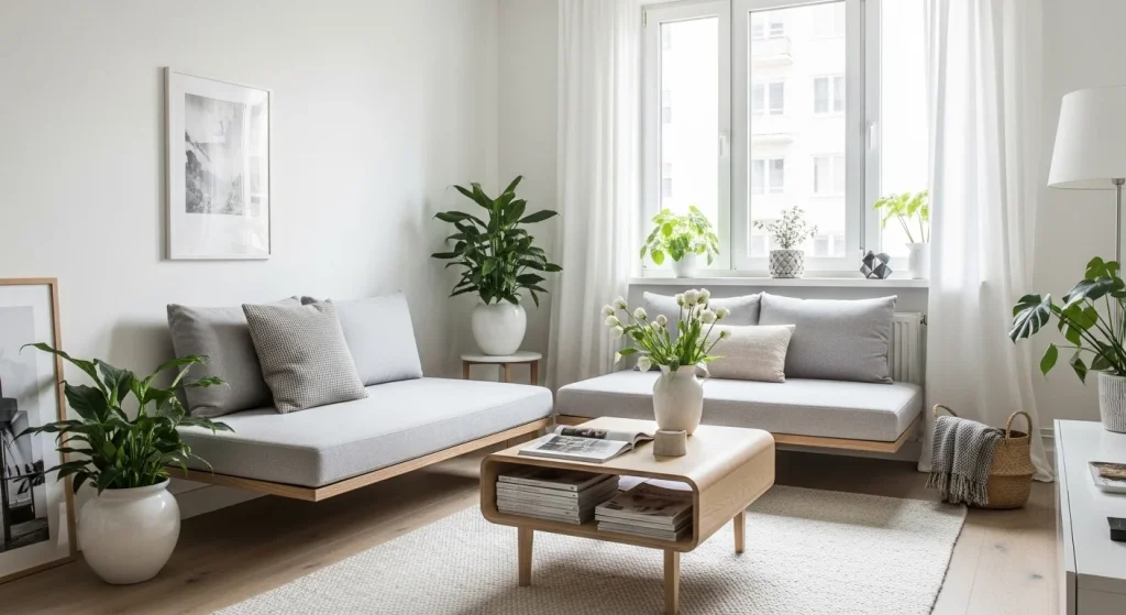  floating sofa small apartment living room layout ideas
