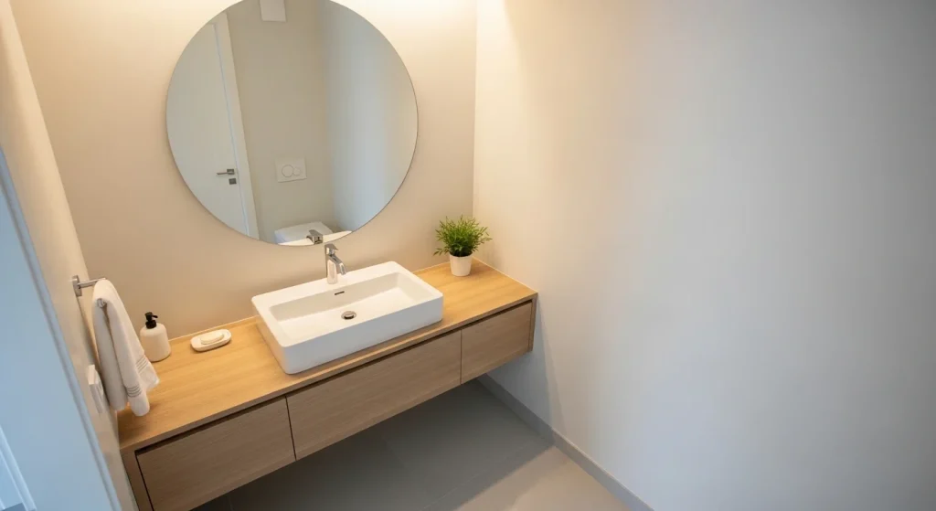 hidden storage minimal small apartment bathroom ideas