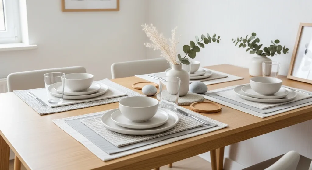 layered placemats small apartment dining table decor ideas