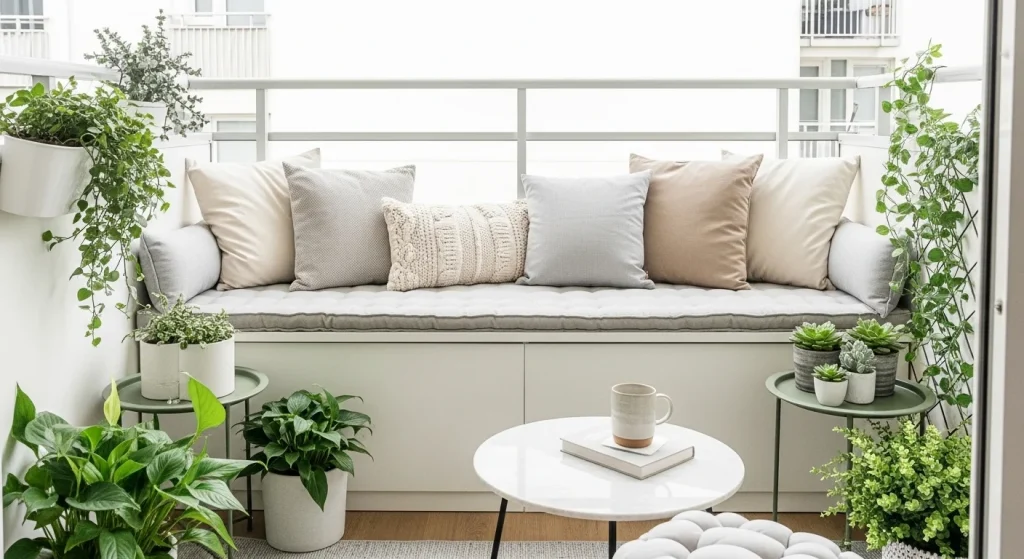  built in bench small apartment balcony seating ideas
