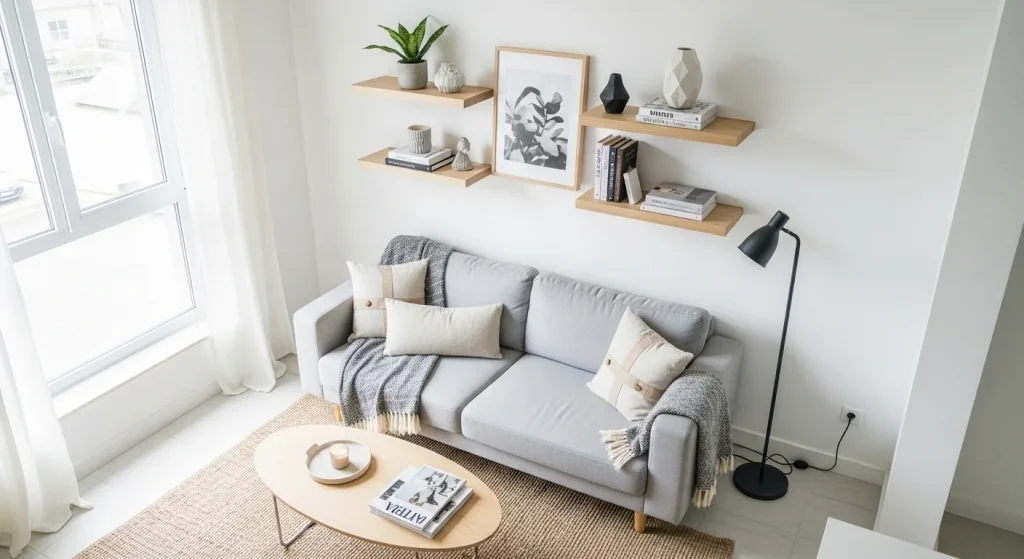 floor cushion seating boho small apartment decor ideas
