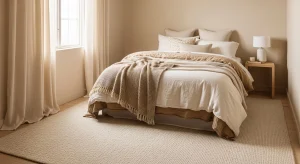 cozy small bedroom with soft linen curtains