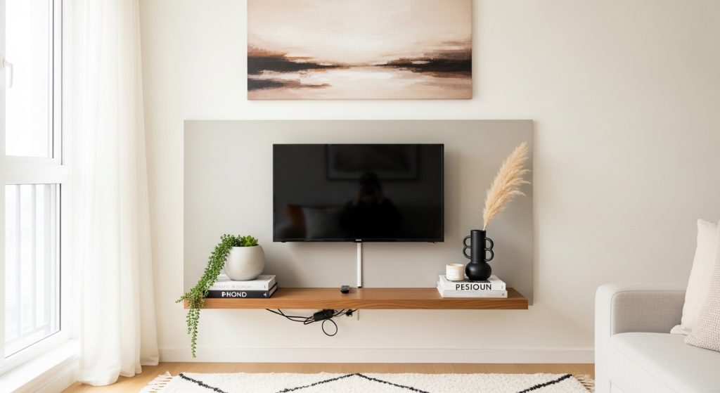 hidden cable small apartment TV wall ideas