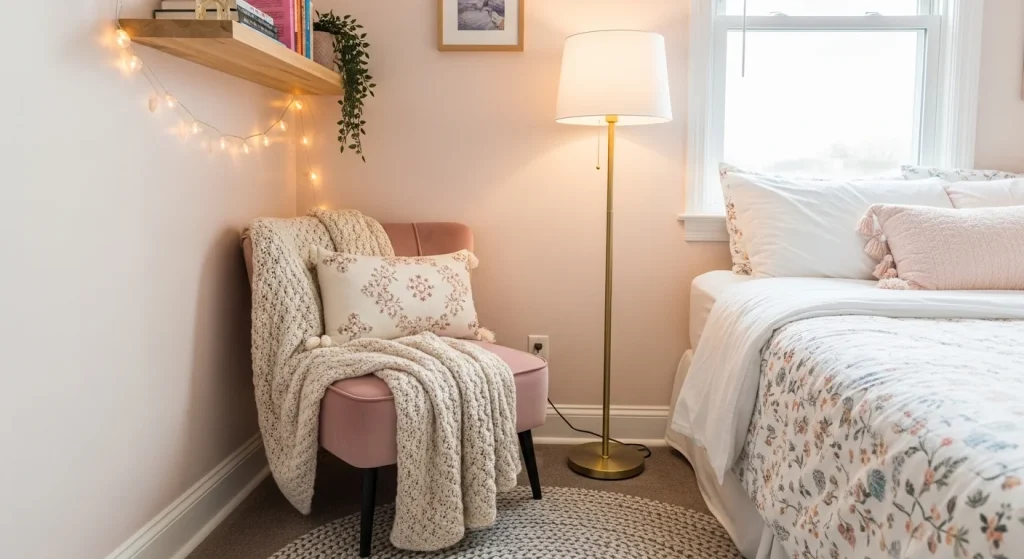 cozy reading nook small apartment bedroom idea
